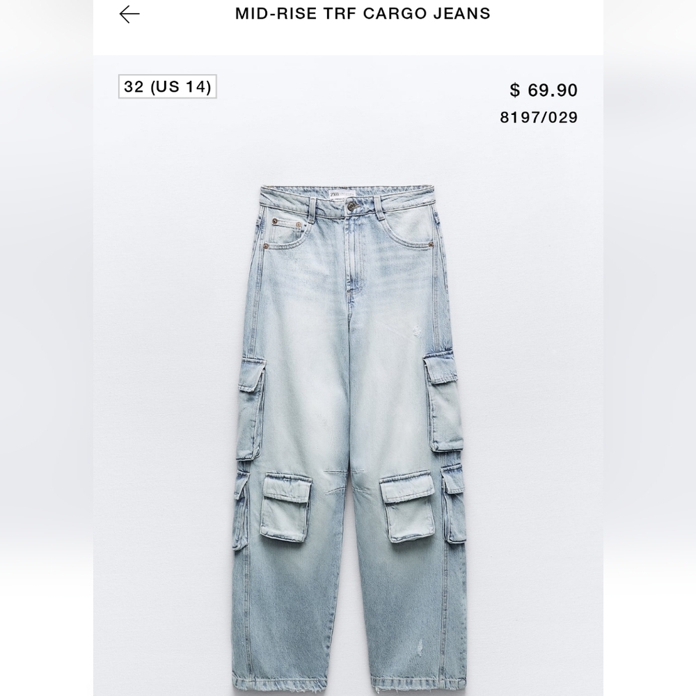 Zara mid rise cargo jeans